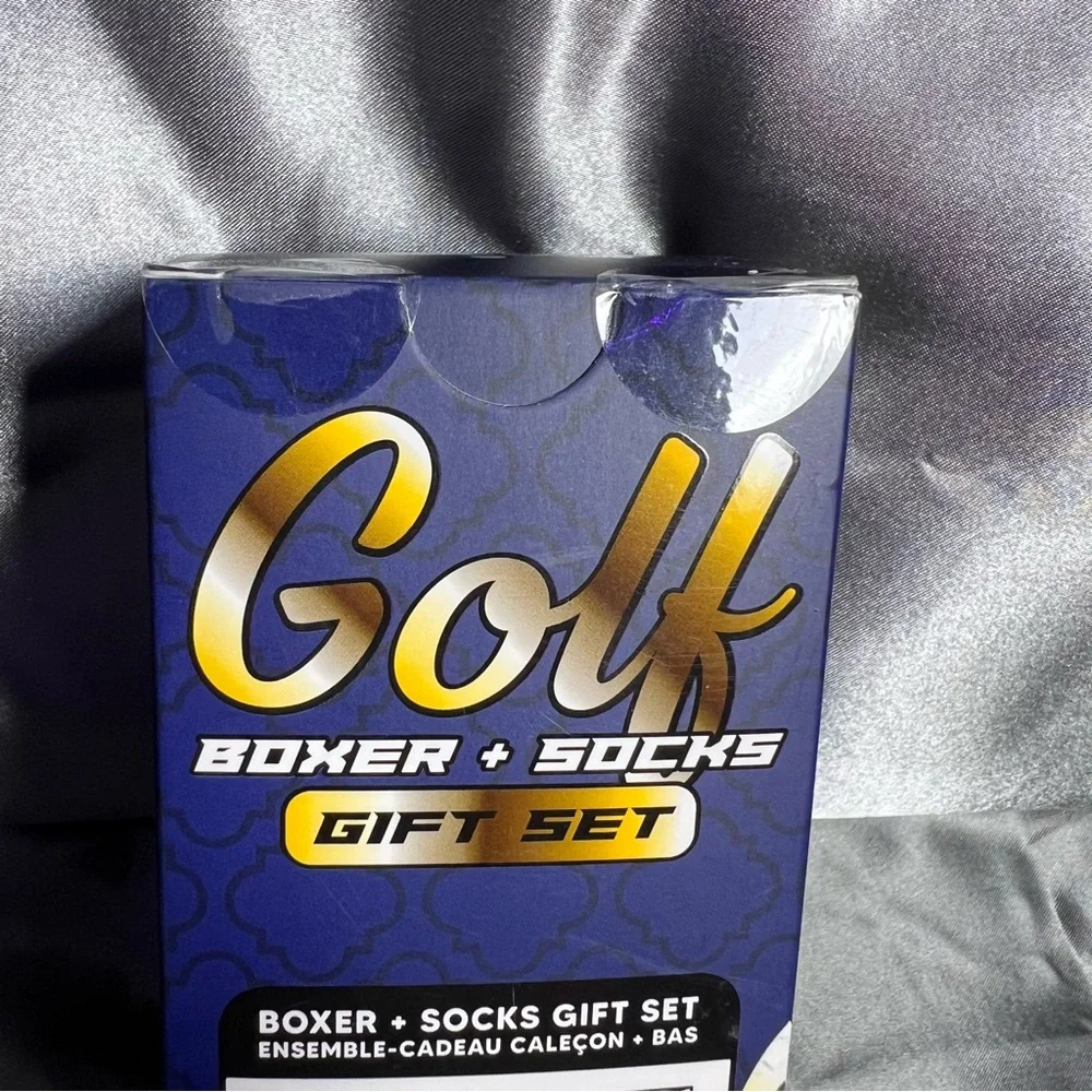 Local & Main Men’s Size S Golf Novelty Boxers & Socks Gift Set Blue Holiday Bday